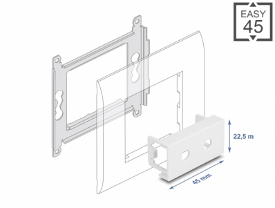 Delock Easy 45 Module Plate Round cut-out 2 x M6, 45 x 22.5 mm white