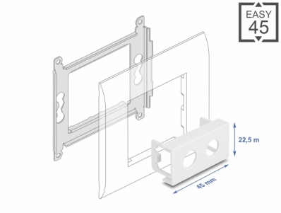 Delock Easy 45 Module Plate Round cut-out 2 x M10, 45 x 22.5 mm white