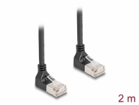 Delock RJ45 Network Cable Cat.6A S/FTP Slim 90° downwards / downwards angled 2 m black