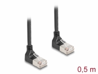 Delock RJ45 Network Cable Cat.6A S/FTP Slim 90° downwards / downwards angled 0.5 m black
