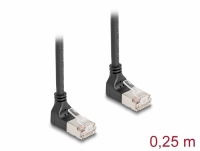 Delock RJ45 Network Cable Cat.6A S/FTP Slim 90° downwards / downwards angled 0.25 m black