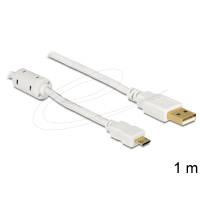 Kabelis USB2.0 AM > USB microBM, ar ferītu, 1m, balts