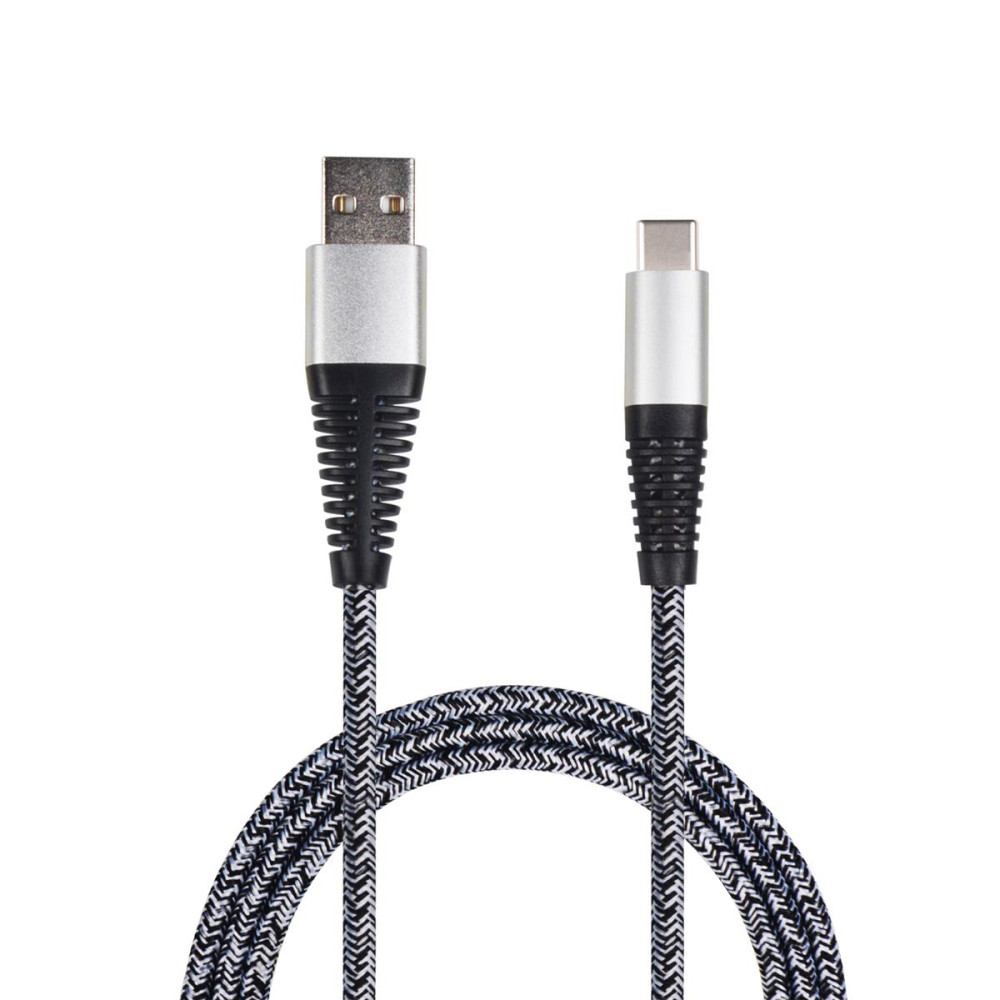 2GO USB Lade-/Datenkabel USB Type-C 3.1 100cm silber Nylon