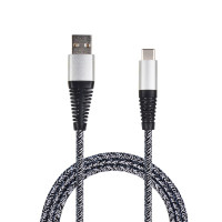 Kabelis USB3.1  TypeA-TypeC, nylon, 1.0m, sudraba, 2GO