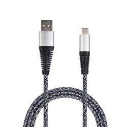 Kabelis USB3.1  TypeA-TypeC, nylon, 1.0m, sudraba, 2GO