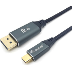 Equip 133423 video kabeļu aksesuārs 3 m USB Veids-C DisplayPort Pelēks