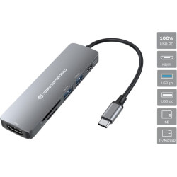 Conceptronic DONN11G dokstacija Vadu USB 3.2 Gen 1 (3.1 Gen 1) Type-C Pelēks