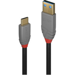 Lindy 2m USB 3.2 Type A to C Cable, 5A PD, Anthra Line