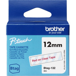 Brother BTAG-132 marķēšanas lenta Sarkans uz caurspīdīga