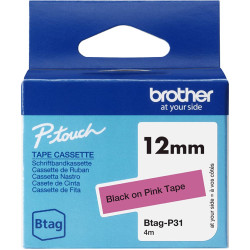 Brother BTAG-P31 marķēšanas lenta Melns uz rozā fona