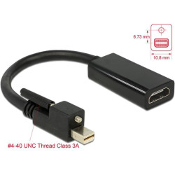 Delock Adapter mini Displayport 1.2 male with screw  HDMI female 4K Active black