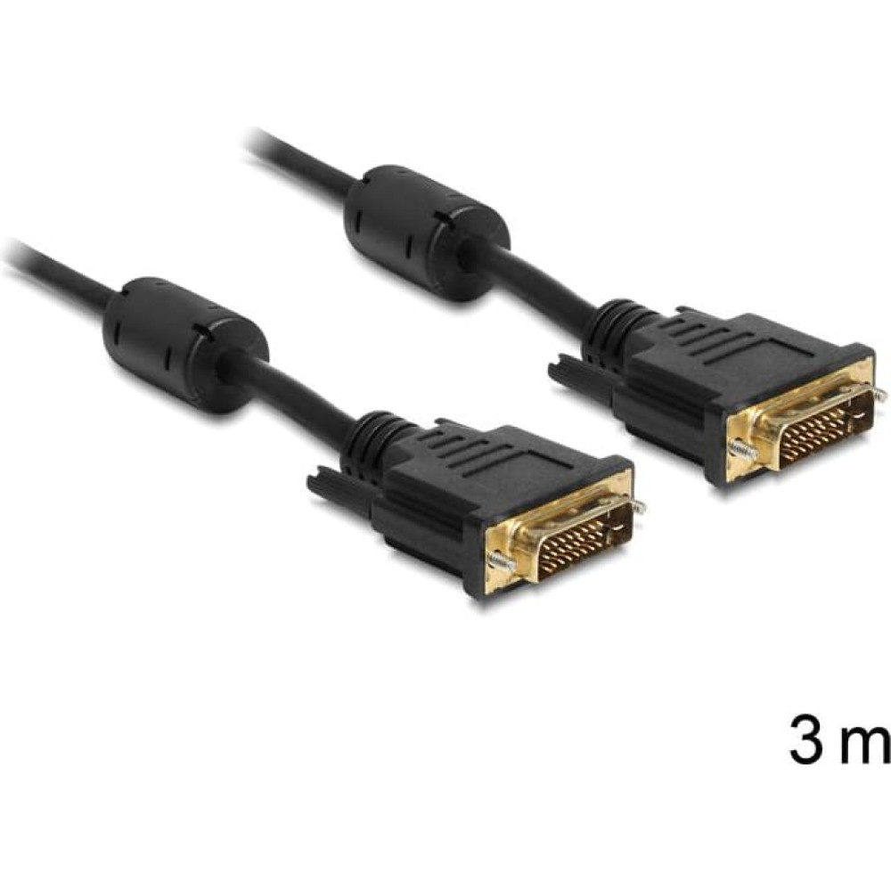 Delock Cable DVI 24+1 male > DVI 24+1 male 3 m black