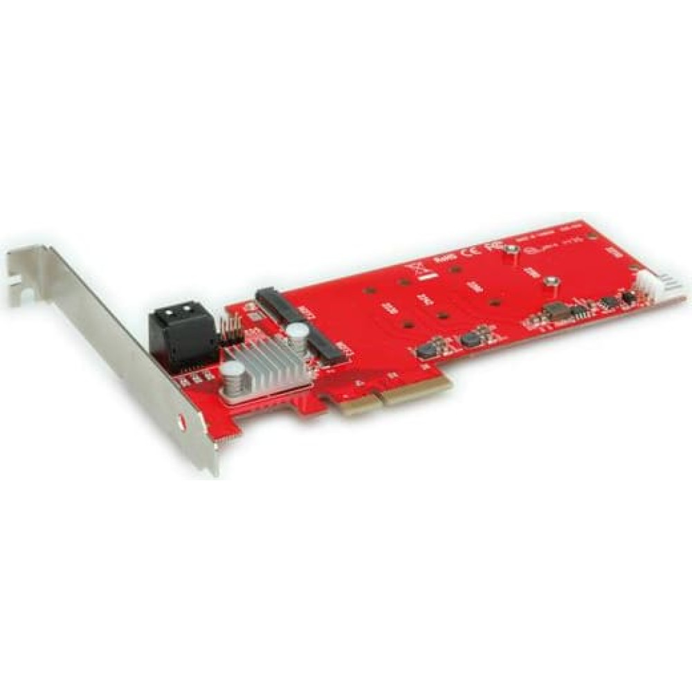 Adapteris PCIe RAID 2x M.2+2x SATA, Roline