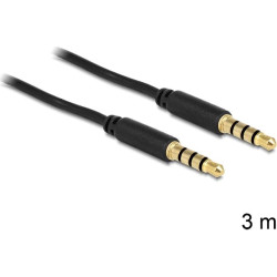 Delock Stereo Jack Cable 3.5 mm 4 pin male to male 3 m black