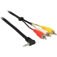 Delock Cable Stereo jack 3.5 mm 4 pin male angled > 3 x RCA male 1.5 m