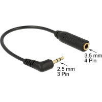 Delock Audio Cable Stereo jack 2.5 mm 3 pin male angled > Stereo jack 3.5 mm 4 pin female