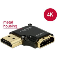 Delock Adapter High Speed HDMI with Ethernet – HDMI-A female > HDMI-A male 4K 90° angled left black