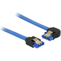 Delock Cable SATA 6 Gb/s receptacle straight > SATA receptacle left angled 30 cm blue with gold clips