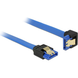 Delock Cable SATA 6 Gb/s receptacle straight > SATA receptacle downwards angled 30 cm blue with gold clips