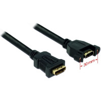 Delock Cable HDMI-A female > HDMI-A female panel-mount 4K 30 Hz 0.25 m