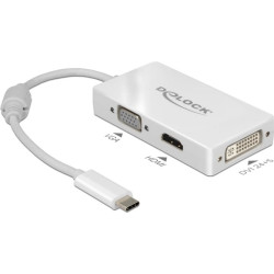 Delock Adapter USB Type-C™ male > VGA / HDMI / DVI female white