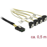 Delock Cable Mini SAS SFF-8087 > 4 x SATA 7 Pin angled 0.5 m