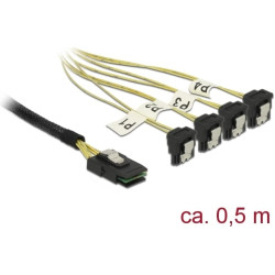 Delock Cable Mini SAS SFF-8087 > 4 x SATA 7 Pin angled 0.5 m