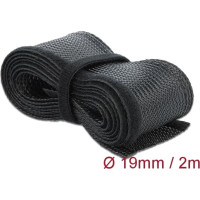 Delock Braided Sleeving with Hook-and-Loop Fastener 2 m x 19 mm black