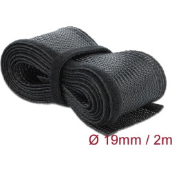 Delock Braided Sleeving with Hook-and-Loop Fastener 2 m x 19 mm black
