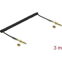 Delock Coiled Cable 3.5 mm 3 pin Stereo Jack male to Stereo Jack male with screw adapter 3 m