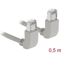 Delock Network cable RJ45 Cat.6A S/FTP upwards / upwards angled 0.5 m