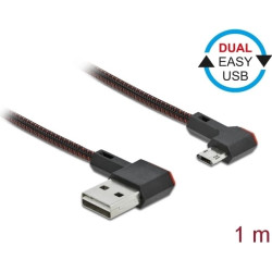 Delock EASY-USB 2.0 Cable Type-A male to EASY-USB Type Micro-B male angled left / right 1 m black