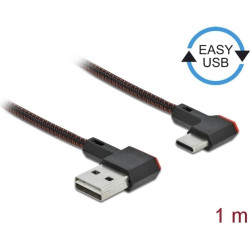 Delock EASY-USB 2.0 Cable Type-A male to USB Type-C™ male angled left / right 1 m black