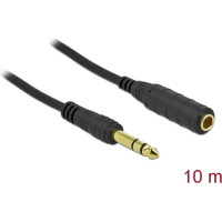 Delock Stereo Jack Extension Cable 6.35 mm 3 pin male to female 10 m black