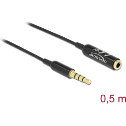 Delock Audio Extension Cable Stereo Jack 3.5 mm 4 pin male to female Ultra Slim 0.5 m black