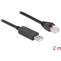 Delock Serial Connection Cable with FTDI chipset, USB 2.0 Type-A male to RS-232 RJ45 male 2 m black