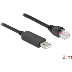 Delock Serial Connection Cable with FTDI chipset, USB 2.0 Type-A male to RS-232 RJ45 male 2 m black
