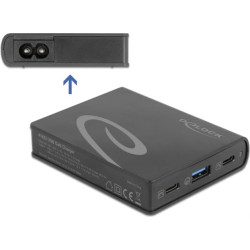 Lādētājs USB GaN, 2x TypeC (PD) + 1xTypeA, 65W, Delock