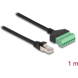 Delock RJ45 Cable Cat.6 plug to Terminal Block Adapter 1 m 2-part