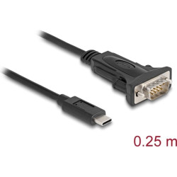 Delock Adapter USB Type-C™ to 1 x Serial RS-232 D-Sub 9 pin male with screws 0.25 m