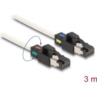 Delock Network Cable RJ45 plug to plug Cat.6A S/FTP with rotatable colour clips 3 m white