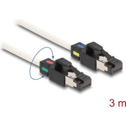 Delock Network Cable RJ45 plug to plug Cat.6A S/FTP with rotatable colour clips 3 m white