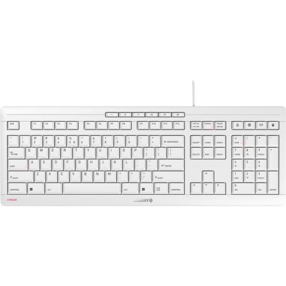 Cherry STREAM tastatūra Birojs USB QWERTY Amerikāņu angļu valoda Balts