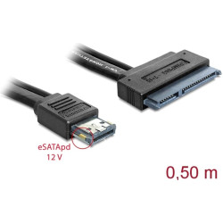 Delock Cable eSATApd 12 V > SATA 22 pin 2.5 / 3.5 HDD 0.5 m