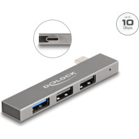 Delock 3 Port Slim USB Hub with USB Type-C™ to 1 x USB 10 Gbps USB Type-A + 2 x USB 2.0 Type-A