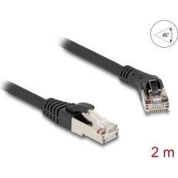 Delock RJ45 Network Cable Cat.8.1 S/FTP plug 45° right angled to plug straight up to 40 Gbps 2 m black