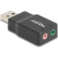 Delock External USB Sound Card with USB-A male to 2 x 3.5 mm Stereo jack Plug & Play audio adapter black