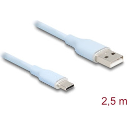 Delock USB 2.0 Cable USB Type-A male to USB Type-C™ male 2.5 m blue Silicone