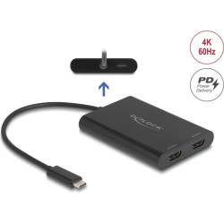 Delock Adapter USB Type-C™ to 2 x HDMI 4K 60 Hz with DisplayLink® graphics and USB PD