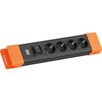Bachmann CONNECTUS 4xCEE7/3, 1xSchalter 2,0m CEE7/7 Schwarz/Orange